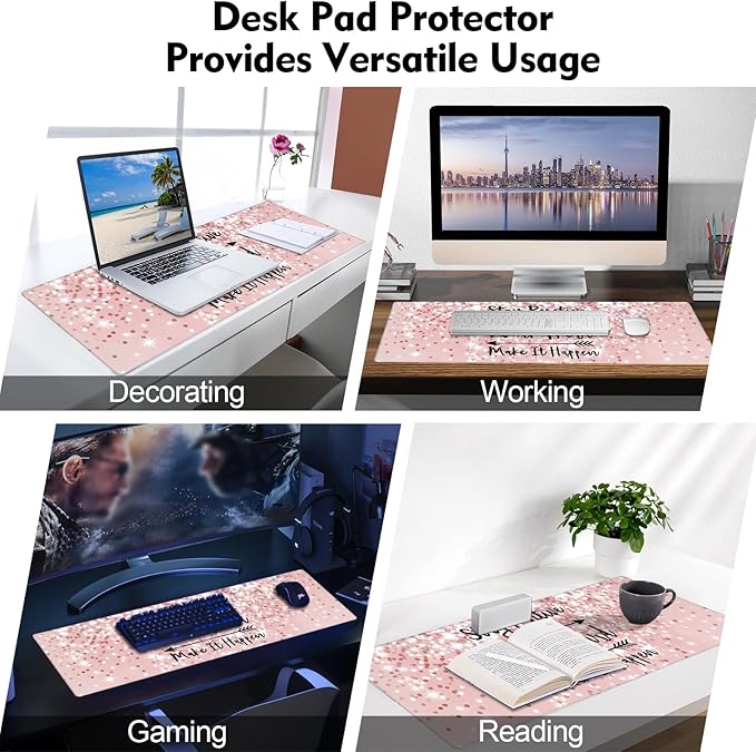 Galdas Gaming Mouse Pad XXL XL Large Long Extended Big Mousepad Non-Slip Rubber Keyboard Mouse Pad with Stitched Edges for Laptop Home Office (31.5x11.8x0.08 Inch) … (Bling Words)