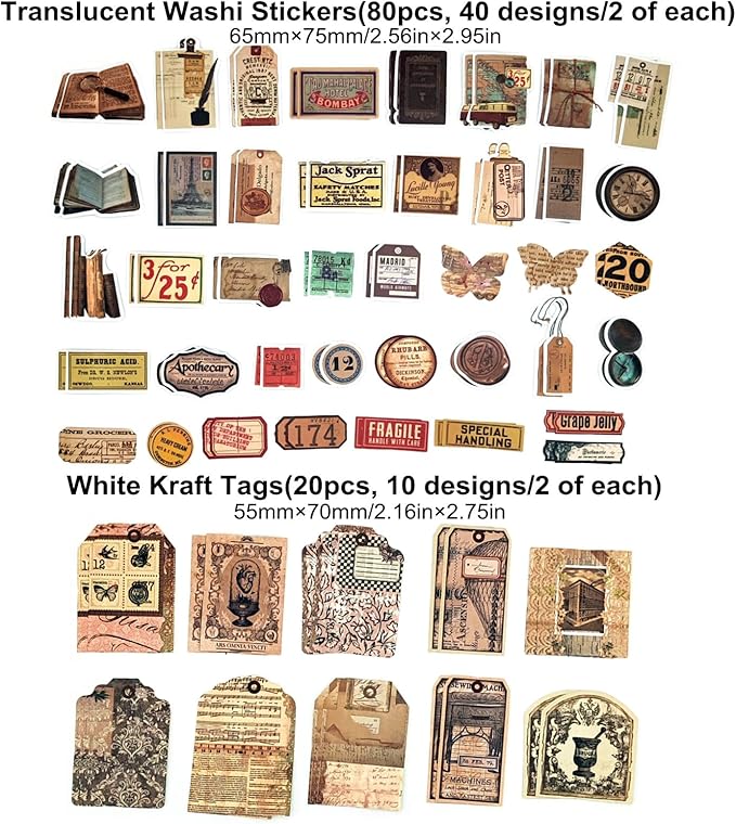 200PCS Vintage Scrapbooking Supplies Pack, Aesthetic Scrapbook Sticker Paper Art Journaling Kit for Bullet Junk Journals,Planner,Cottagecore Decor Gifts (Retro Letters)