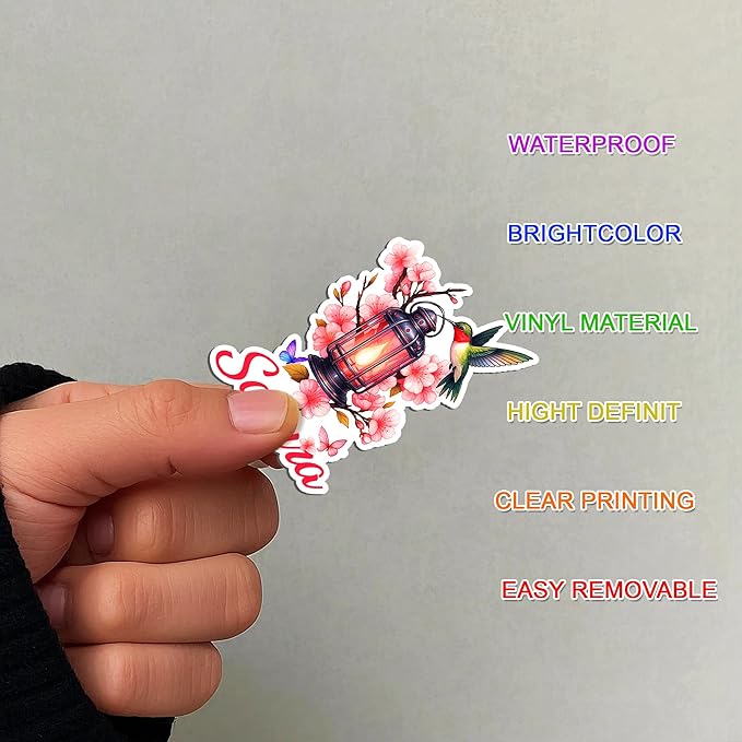 105 PCS Cherry Blossom Stickers Pack, Sakura Floral Pink Vinyl Waterproof Decals, Flower Laptop Water Bottle Scrapbook Sticker Gift for Kids Teens Adults Birthday Christmas