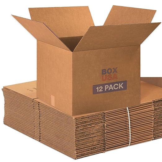 BOX USA Moving Boxes Large 20"L x 20"W x 15"H 12-Pack - Corrugated Cardboard Box for Shipping, Mailing, Packing, Packaging and Storage 20x20x15