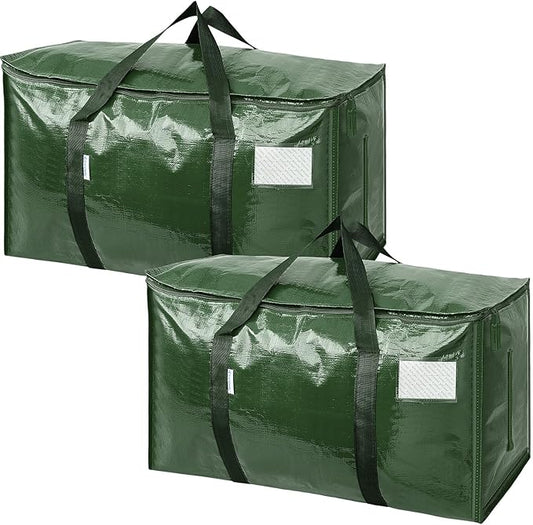 TICONN 2 Pack Extra Large Moving Bags with Zippers & Carrying Handles, Heavy-Duty Storage Tote Moving Boxes for Space Saving (2 Pack, Olive)