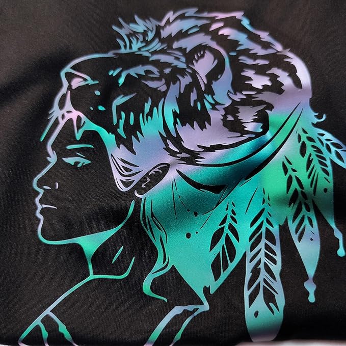 VINYL FROG Chameleon Heat Transfer Vinyl Purple to Green Gradual Transfer Vinyl Roll 12" x5ft with Iron and Heat Press Gradient Change Color HTV for T-Shirt