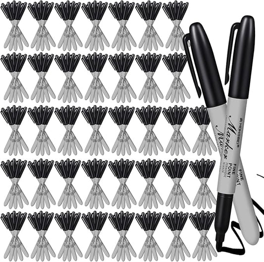 Thenshop 160 Pack Permanent Markers Bulk Black Permanent Marker Set Fine Point Pens Work on Wood, Metal, Stone, Glass