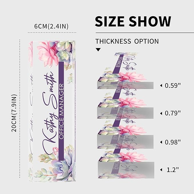 Personalized Name Plate for Desk, Custom Desk Name Plate, Acrylic Name Plate Office Desk Accessories, Personalized Office Gifts for Coworkers Teachers, Employee Appreciation Gifts (A-Blooming)