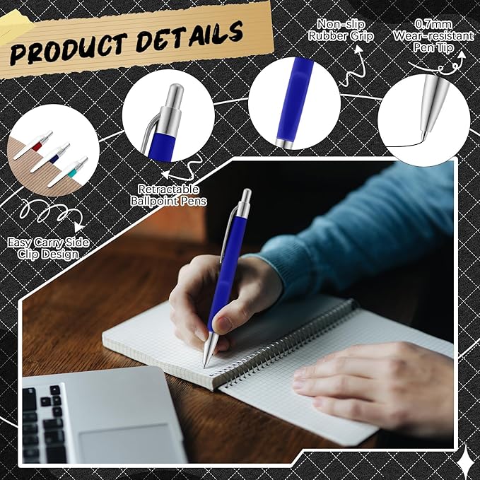 120 Pack Ballpoint Pens Bulk Retractable Gel Ink Pens Back to School Supplies 0.7mm Medium Point Black Ink Smooth Writing for School Office Journal Teacher Student Gifts(Colorful)