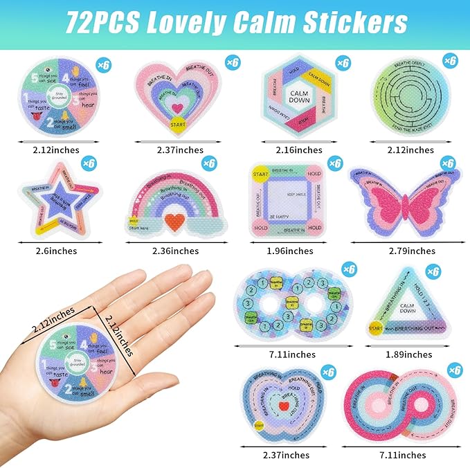 72 Pcs Sensory Strips Set – Anxiety Sticker Kit with Different Textures, 2 Textured Surface Tactile Stickers for Teens & Adults – Stress Relief Classroom Must Haves, Anxiety Relief Items