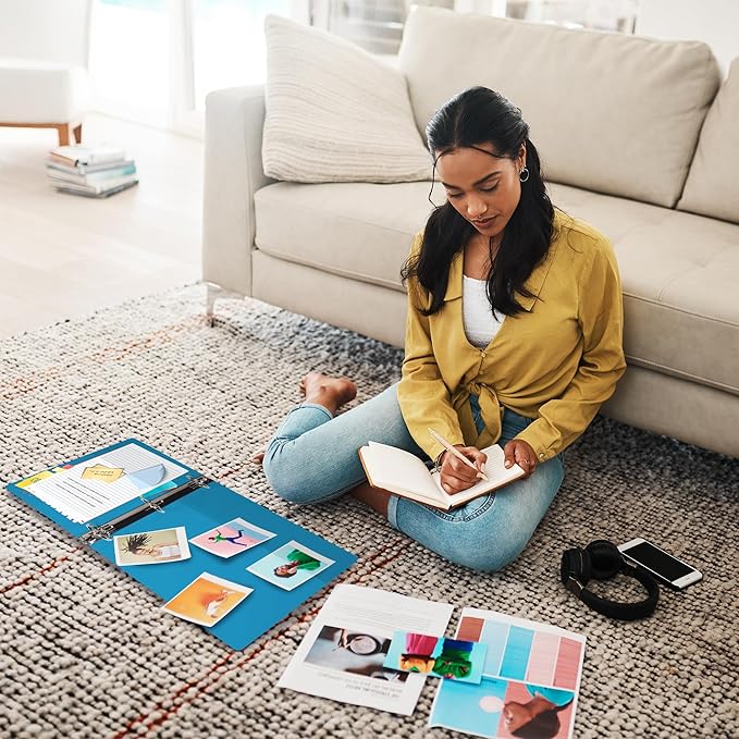 Samsill Durable 1.5 Inch Binder, Made in The USA, D Ring Binder, Customizable Clear View Cover, Sky Blue, Holds 350 Pages