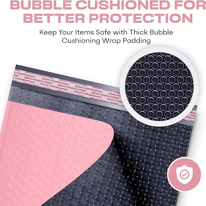 Light Pink Small Bubble Mailers 4x8 Inch #000 | Thick Padded Poly Bubble Mailer Envelopes | 1000 Pack Bulk | Trading Card Sports Card Shipping