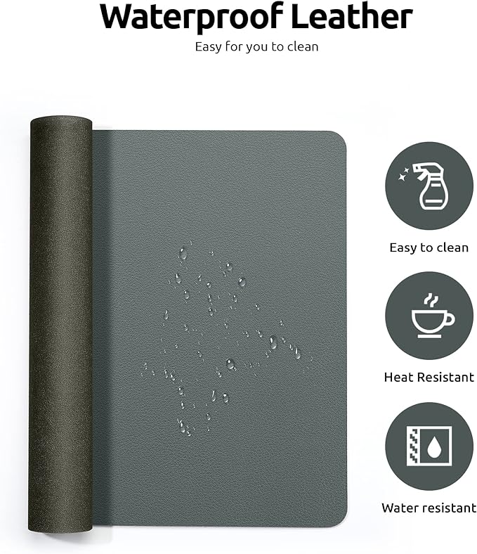 YSAGi Leather Desk Protector, Office Mat, Large Mouse Mat, Non-Slip PU Leather Blotter, Laptop Desk, Waterproof Writing Pad for Office and Home (Dark Green, 31.5" x 15.8")