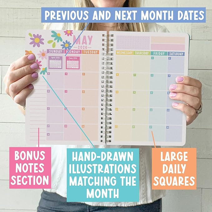 2 Year Monthly Planner 2026-2027 - 2 Year Planner 2026-2027, Monthly Calendar 2026-2027, Calendar Book, Pink Calendars, Planners & Organizers