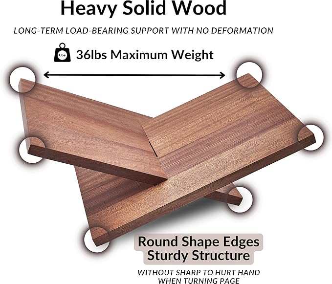 Honygebia Solid Wood Book Stands - Cross Frame Sapele Wooden Book Holder, Open Bookstand for Display and Reading, Suitable for Art, Bible, Cookbook, Easel, Magazine, Textbooks