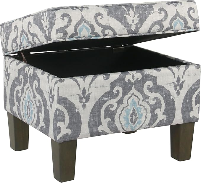 Home Decor | Dinah Collection Modern Storage Ottoman | Ottoman with Storage for Living Room & Bedroom(Blue Slate)