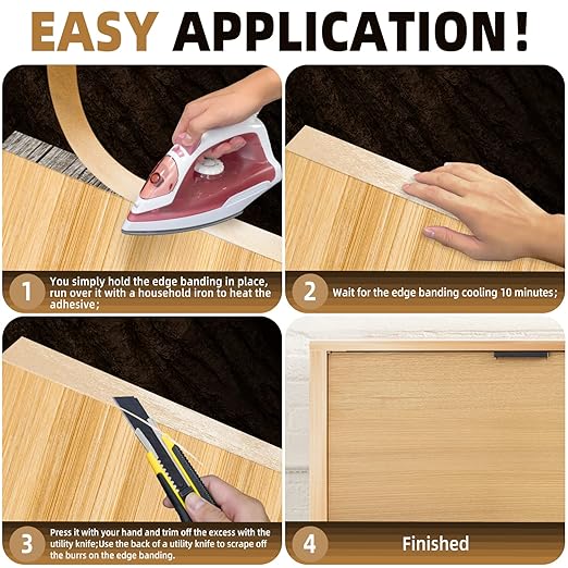 GSCIT Club Birch Edge Banding, 5/8 inch x 500ft roll of Wood Veneer Edge Banding Pre-glued Flexible, Wood Tape Banding for Cabinet Repair