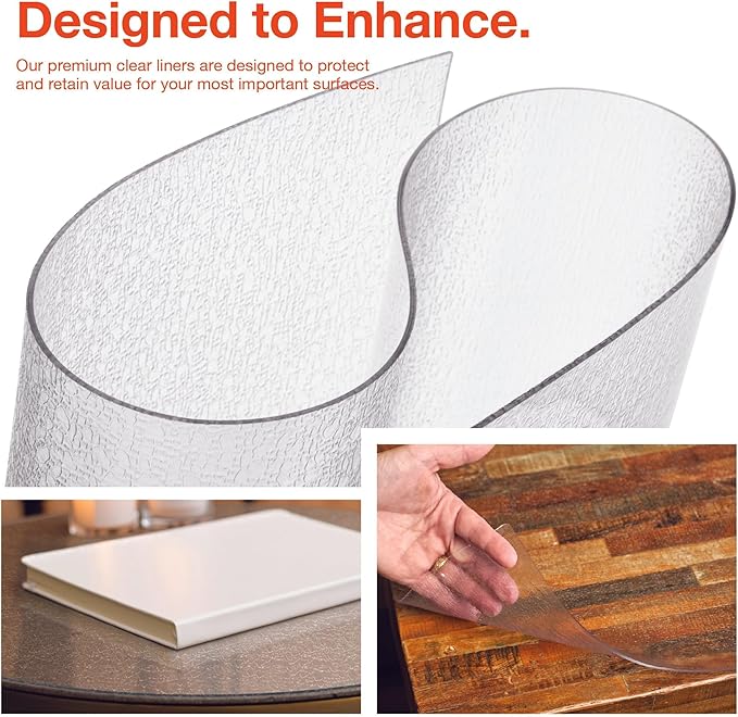 Clear Table Protector, USA Made, Safe, 38 x 96 Inch, 2mm Thick Pebble Textured Vinyl, Custom Clear Table Cloth Cover Rectangle, Custom Water Resistant Table Cover