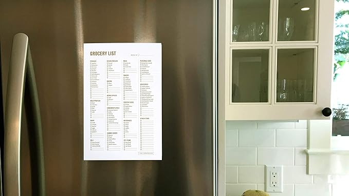 Grocery List Magnet Pad for Fridge - 6 x 9" - Grocery Shopping Checklist Notepad with Categories - 50 Sheets