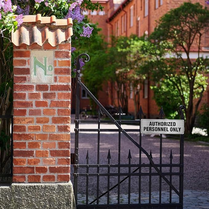 Authorized Personnel Only Sign Aluminum Silver 9 x 3 Inches Self-Adhesive Waterproof Metal Door Wall Sign for Business Offices 4 Pack