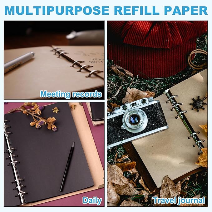 PATIKIL Grid Refill Paper 6-Ring Binder Loose Leaf Planner Filler Paper Planner Inserts, 160 Sheets/320 Pages, Lined