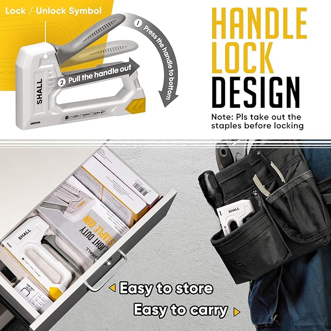 SHALL Light Duty Staple Gun for Wood - White Upholstery Staple Gun with 1600pcs JT21 Staples 1/4, 5/16, 3/8 inch and Staple Remover - Fabric Stapler Gun for Crafts, DIY, Decoration