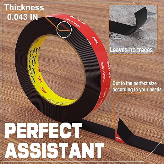 Double Sided Tape Heavy Duty 1/4 inch * 16.5F，Double Sided mounting Tape for Walls,vhb Strong Double Sided Tape Heavy Duty for Car, LED Strip Light, Home/Office Decor