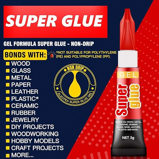 3 Gram (Pack of 24) Single use Super Glue Gel, Super Fast, Thick & Strong Adhesive Superglue, Cyanoacrylate Glue for Hard Plastics, DIY Craft, Ceramics, Frame, Leather, Metal Etc