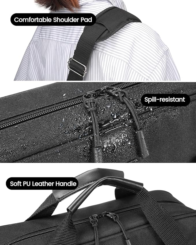 3 Inch 3 Ring Zipper Binder with Shoulder Strap & Handle & Multi-Pocket - 3" Binder with Zipper for School, Compatible with 13-Inch MacBook/Tablet -Patent Design Black