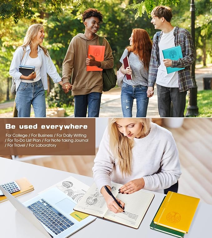 Lined Journal Notebook for Women Men,256 Pages A4 Large Hardcover Leather Journals for Writing,Travel,Business,Work,School,College Ruled Notebooks for Note Taking,Diary Notepad 8.6"×11" (Brown)