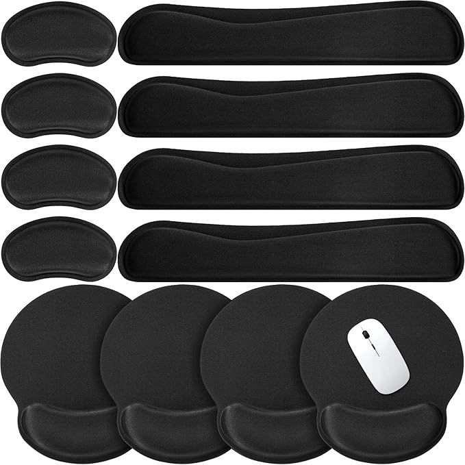 Yunsailing 12 Pcs Ergonomic Mouse Pad and Keyboard with Wrist Support Set Arm Rest Wrist Combo Gel Memory Foam Key Board Pad for Computer Laptop Gaming Office Typing Pain Relief