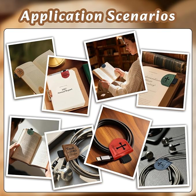 Bygone Mark Personalized Magnetic Leather Bookmark with Pen Holder - Inspirational Bible Verse Scripture Design, Custom Book Marker for Book Lovers Men Women (Blue-Matthew 17:20)