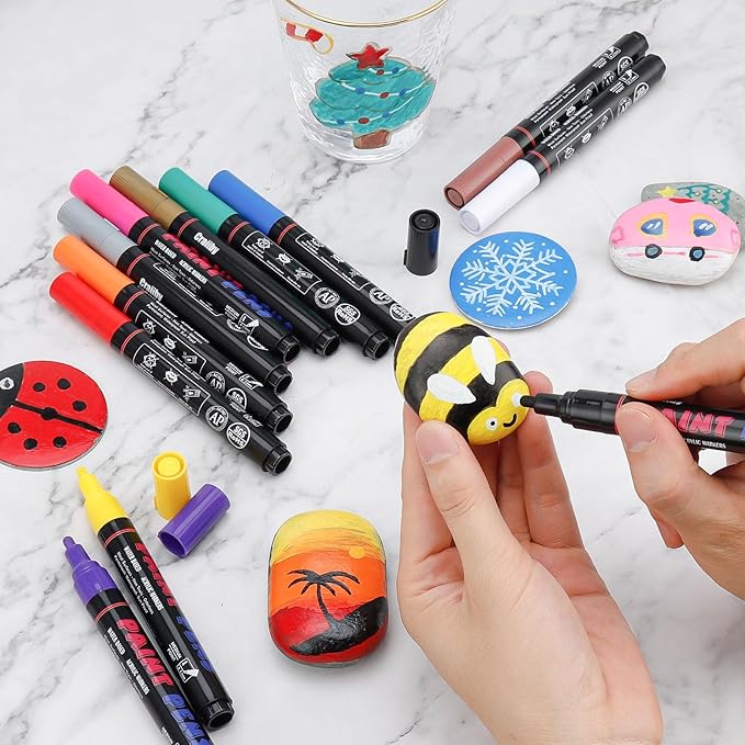 Purple Paint Pens Paint Markers - 2 Pack Permanent Quick Dry Waterproof Marker Pens for Rocks Wood Fabric Plastic Canvas Glass Mugs Metal Tire Stone