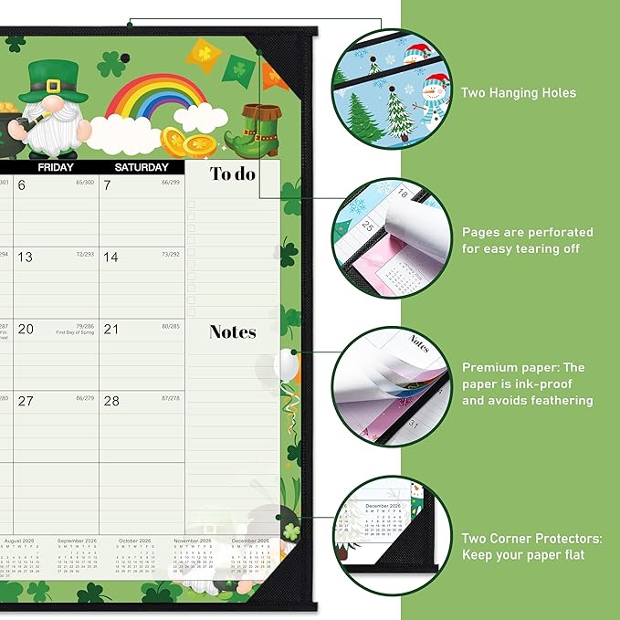 2026 Desk Calendar - Large Desk Calendar 2026, Jan.2026 - Dec.2026, 22" x 17", 2026 Calendar with Corner Protectors + Large Ruled Blocks, To-do & Notes, 12 Different Themes