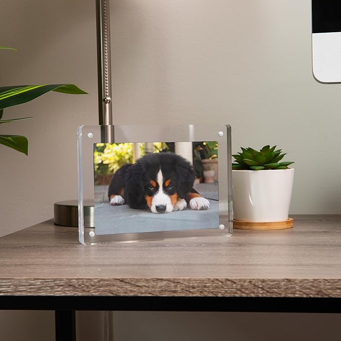 Mind Reader 3-Piece Desk Organizer Set, Pen Holder, Photo Frame and Sticky Note Tray, Desktop Organization, Office, Acrylic, Clear