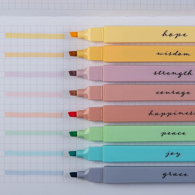 DIVERSEBEE Bible Highlighters with Soft Chisel Tip, 8 Pack Assorted Colors Pens No Bleed, Quick Dry Set, Cute Aesthetic Markers, Bible Study Journaling Supplies and Accessories (Pastel)