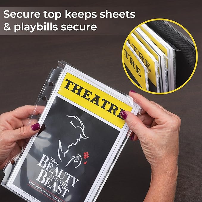 Samsill Sheet Protectors, 5.5x8.5 Inch Page Protectors for 3 Ring Binder, Super Heavy Duty, Secure Top Flap Protector, Letter Size, Top Loading, Acid Free, 50 Pack