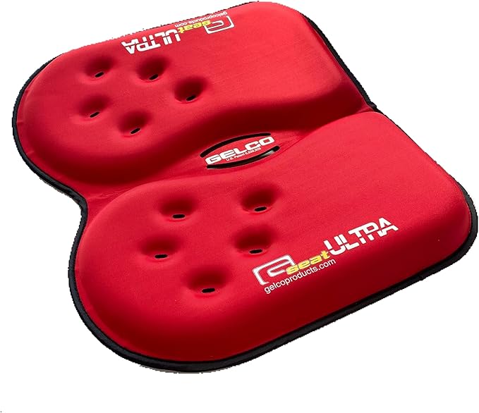 GSeat Ultra Orthopedic Gel and Foam Seat Cushion - for Coccyx, Back, Tailbone, Prostate, Postnatal, and Sciatica Pain/Discomfort - Office, Car, Chair, Travel (Cardinal Red)