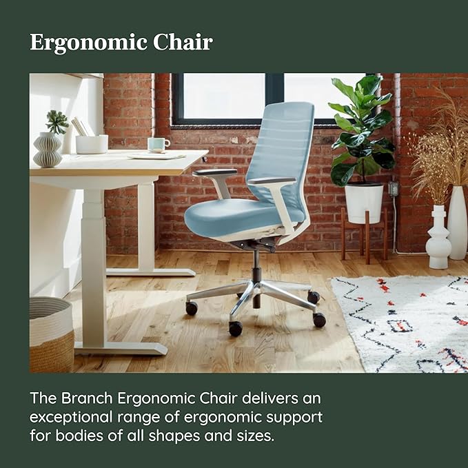 Branch Ergonomic Chair - A Versatile Desk Chair with Adjustable Lumbar Support, Breathable Mesh Backrest, and Smooth Wheels - Experience Optimal Comfort and Support - Light Blue