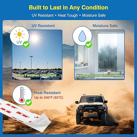 Tapsi Double-Sided Tape Heavy Duty – 1" × 9.85FT Removable Mounting Tape with Adhesion Promoters – Damage-Free Wall Hanging Strips for Pictures, Posters, LED Lights, Car Trim & Painted Concrete