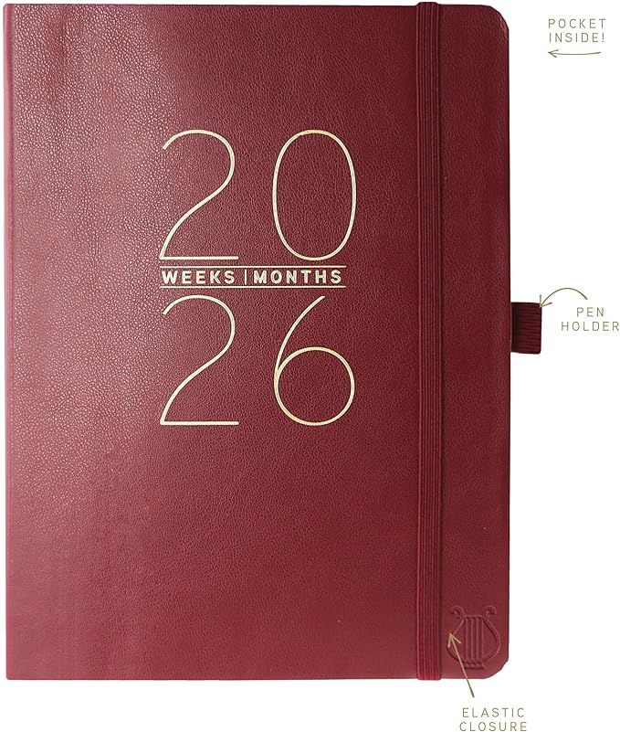 Graphique 2026 Apollo Business Planner | 18 Month Organizer, July 2025 - Dec. 2026 | Weekly & Monthly Spreads | To-Do List & Note Pages | Pen Loop | Vegan Leather | Red | 6” x 8”