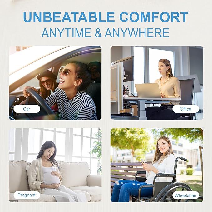 Car Seat Cushion, Comfortable Memory Foam Seat Pillow for Driving, Sciatica-Back Pain Relief, Cushion for Car-Truck, Office, Wheelchair - Mesh Black&Gray