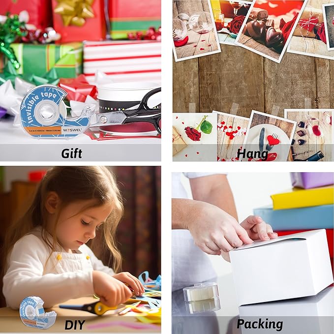 Tape Refills with Dispenser, 24 Roll Invisible Tapes, 3/4 Inch X 1000 in, Gift Wrapping Tapes Back to School Supplier for Home School Office Use
