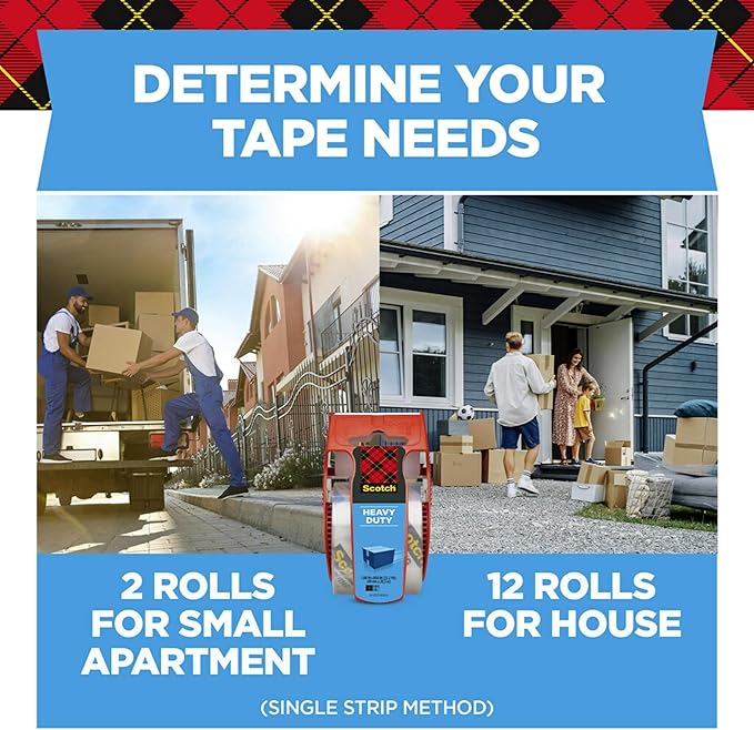 Scotch Heavy Duty Packing Tape, Clear | 1.88 in. x 22.2 yd. | For Shipping | 6 Rolls, Pack of 6