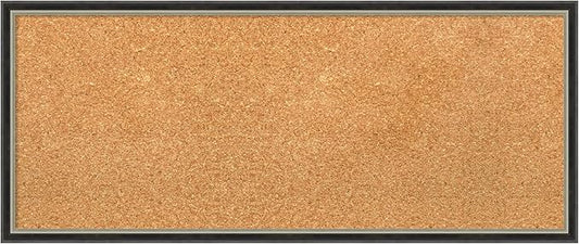 Amanti Art Natural Cork Board for Wall, 13x31 Vision Board with Black Wood Frame, Medium Corkboard Office Decor for Home Organization, Modern Contemporary Corkboard Pinboard to display items for home
