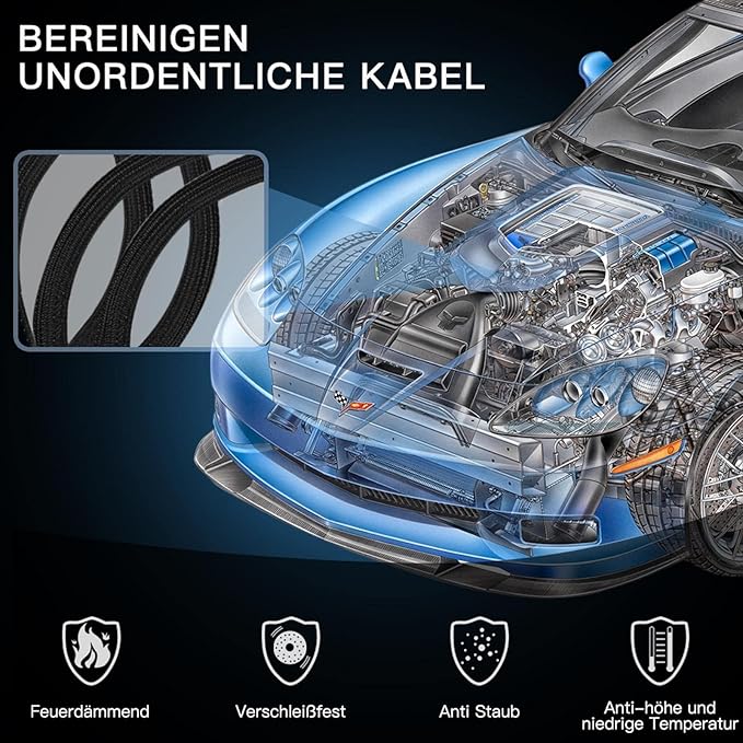 AGPTEK Cable Sleeve Cover, 6.6ft - 1.5 inch Desk Cord Organizer Cable Hider, Home Office Wire Management Computer TV Wire Loom Tubing, Pet Proof Cord Protector, from Cat Dog Chewing, Black