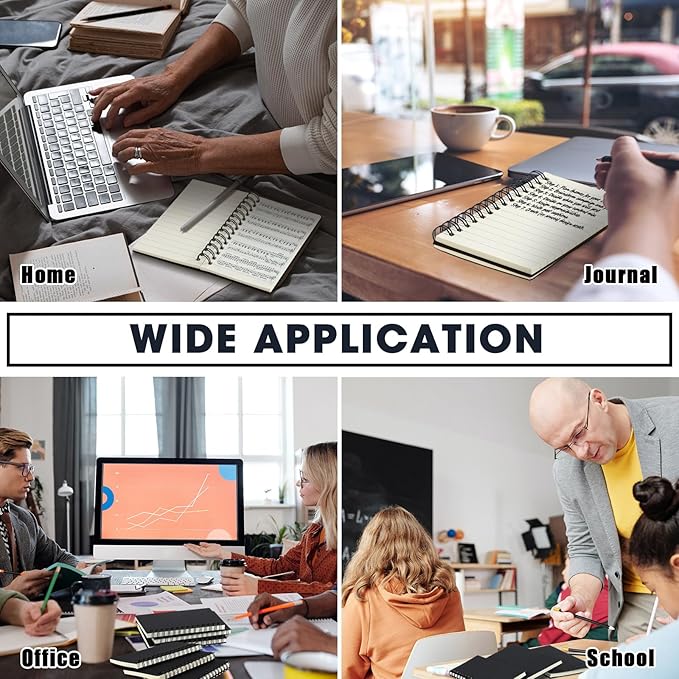 Jutom 4 Pcs Small Spiral Notebooks Memo Pads 3x5 Bulk Small Pocket Notebooks Mini Notepads with Lined Pages Mini Journals for Office Back to School Work Writing Supplies, 120 Pages (Black)