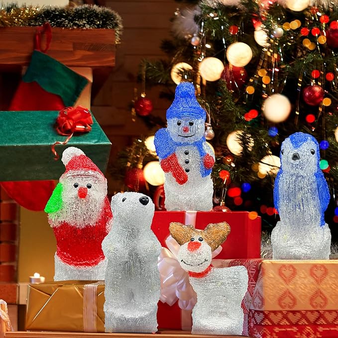 Anycosy Christmas Lighted Acrylic Bear Decoration,Rotating Battery Operated Lights for Indoor Use,Perfect for Tabletop, Windowsill, Mantel, and Bedroom