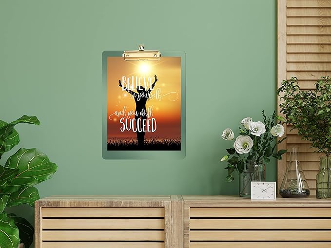 PERFORMORE 6 Pack of Plastic Clipboards, 12” x 9” Clear Acrylic Clipboards with Gold Clip, Durable Stylish Clipboard with Low Profile Clip, Perfect for Home School Classroom Office Events Seminars