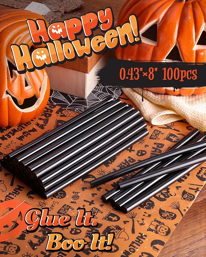 WORKPRO 100 Pack Black Hot Melt Adhesive Glue Sticks for All-Temp Glue Guns, 0.43x8 Inches, Multipurpose for DIY Craft General Repairs, Home Decorations and Gluing Projects