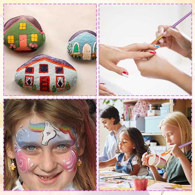 ESRICH Acrylic Paint Brushes Set, 20 Packs / 200 Pcs Nylon Hair Paint Brushes,Paint Brush Set Suitable for Oil,Watercolor,Rock Body Face Art, Kids Adult Perfect Art Painting Craft Paint Brush Kits.