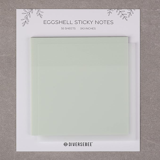DiverseBee 50 Sheets Pastel Transparent Sticky Notes, 3x3” Clear Sticky Tabs, Translucent Page Flags Book Markers Stickers, Planner Accessories, Bible Journaling Study Office Supplies (Eggshell)