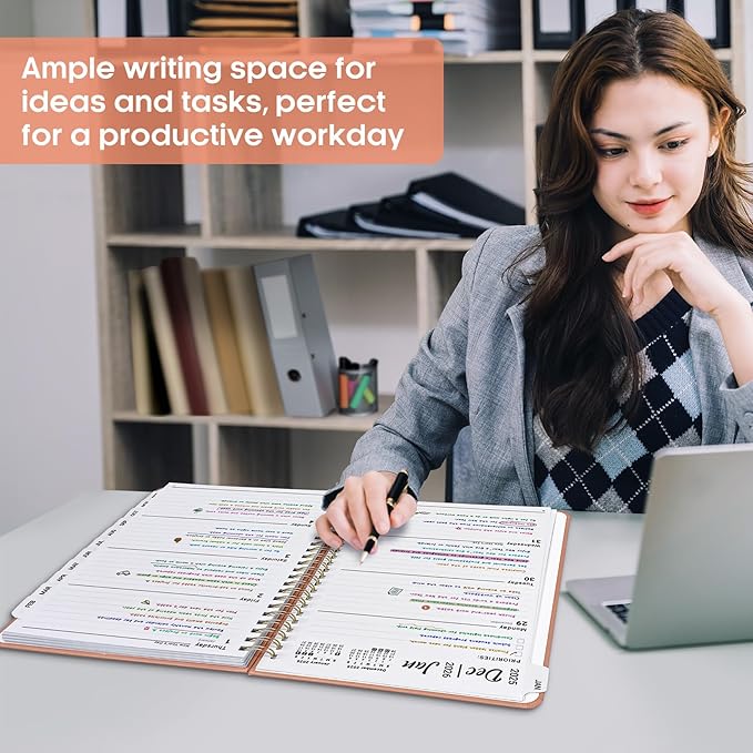 2026 Planner 8.5" x 11", Weekly and Monthly Calendar Planner Book, January 2026 - December 2026, Hardcover Spiral Planner with Monthly Tabs, Notes Pages, Perfect for Women & Men, A4 - Coral