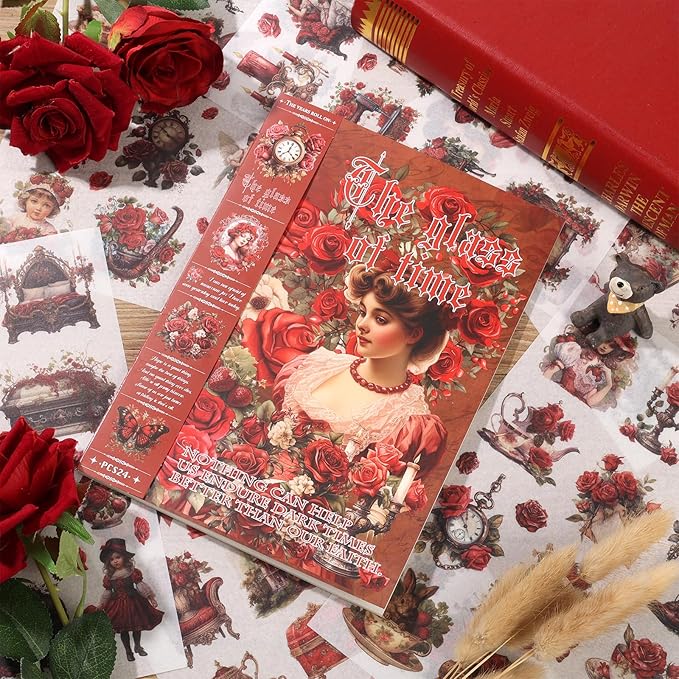 Vintage Ephemera Sticker 24 Sheets precut 300 washi Stickers Paper Journal Stickers for Adults People Scrapbook Stickers Scrapbooking Supplies